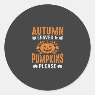 Herfstbladeren Pompoenen Alsjeblieft Halloween Pom Ronde Sticker