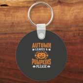 Herfstbladeren Pompoenen Alsjeblieft Halloween Pom Sleutelhanger (Voorkant)