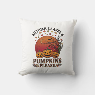 Herfstbladeren Pompoenen Alsjeblieft Halloween Vle Kussen