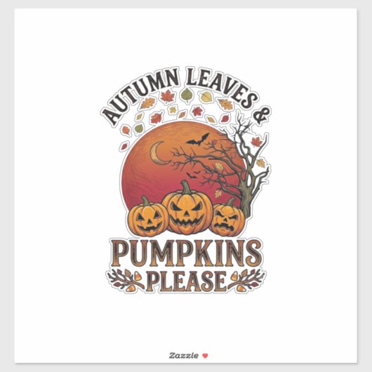 Herfstbladeren Pompoenen Alsjeblieft Halloween Vle Sticker (Vel)