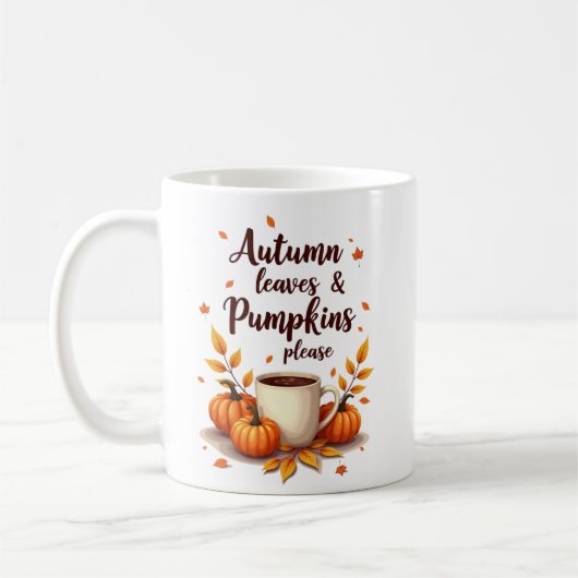 Herfstbladeren & Pompoenen Alsjeblieft Koffiemok (Links)
