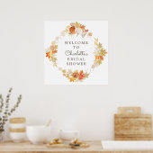 Herfstbladeren Pompoenen Bruidsdouche Welkom Poster (Keuken)
