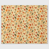 Herfstbladeren, pompoenen en gezellige seizoensgeb cadeaupapier (Vlak)