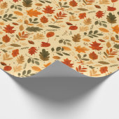 Herfstbladeren, pompoenen en gezellige seizoensgeb cadeaupapier (Hoek)