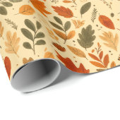 Herfstbladeren, pompoenen en gezellige seizoensgeb cadeaupapier (Rol Hoek)
