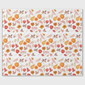 Herfstbladeren, pompoenen en gezellige seizoensgeb cadeaupapier (Vlak)