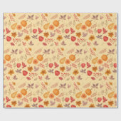 Herfstbladeren, pompoenen en gezellige seizoensgeb cadeaupapier (Vlak)