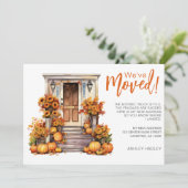 Herfstbladeren Pompoenen Veranda Verhuizen Aankondiging (Staand voorkant)