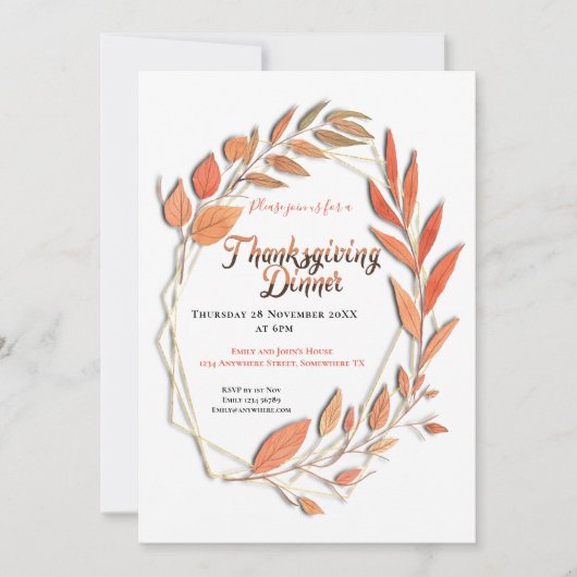 Herfstbladeren Rand Geometrisch Frame Thanksgiving Kaart (Voorkant)