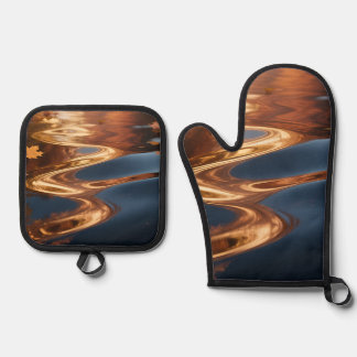 Herfstbladeren Reflectie Aquarel Ovenwant & Pannenlap Set