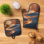 Herfstbladeren Reflectie Aquarel Ovenwant & Pannenlap Set (Top down)