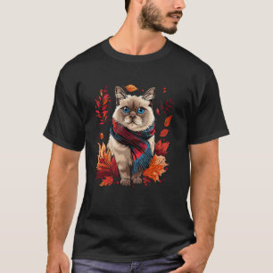Herfstbladeren Retro Birman Kat Herfst Seizoen Dan T-shirt