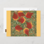 Herfstbladeren Rode esdoorn Abstract op gras Briefkaart (Voorkant / Achterkant)