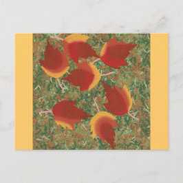 Herfstbladeren Rode esdoorn Abstract op gras Briefkaart