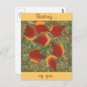 Herfstbladeren Rode esdoorn Abstract op gras Briefkaart (Voorkant / Achterkant)