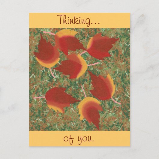 Herfstbladeren Rode esdoorn Abstract op gras Briefkaart (Voorkant)