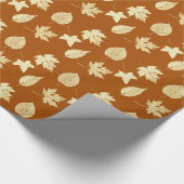 Herfstbladeren - roestbruin en crème cadeaupapier (Hoek)