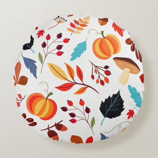 Herfstbladeren Ronde Kussen (Voorkant)