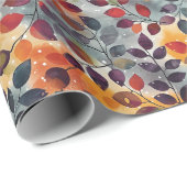 Herfstbladeren Rood Beige Blauwe Thanksgiving Cadeaupapier (Rol Hoek)