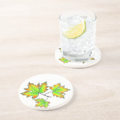 Herfstbladeren rood groen oranje bladeren zandsteen onderzetter (Zijkant)