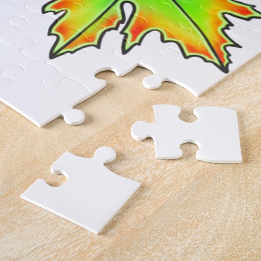 Herfstbladeren rood groen sinaasappel legpuzzel (Zijkant)