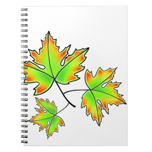 Herfstbladeren rood groen sinaasappel notitieboek (Voorkant)