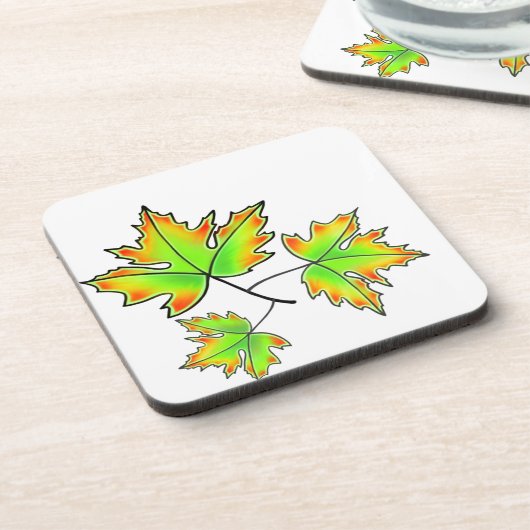 Herfstbladeren rood groen sinaasappel onderzetter (Linkerzijde)