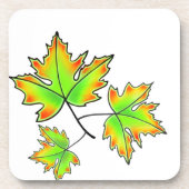 Herfstbladeren rood groen sinaasappel onderzetter (Voorkant)