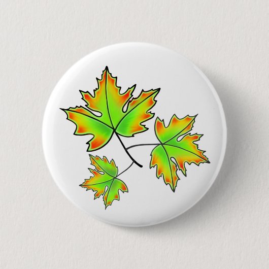 Herfstbladeren rood groen sinaasappel ronde button 5,7 cm (Voorkant)