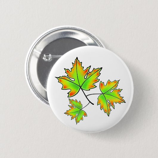 Herfstbladeren rood groen sinaasappel ronde button 5,7 cm (Voorkant /achterkant)