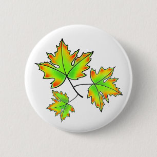 Herfstbladeren rood groen sinaasappel ronde button 5,7 cm
