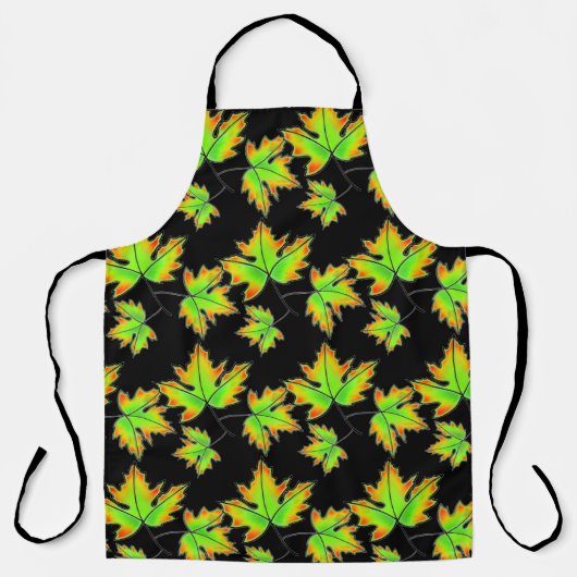 Herfstbladeren rood groen sinaasappel schort (Voorkant)