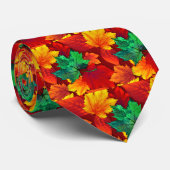 Herfstbladeren Rood Oranje Necktie Stropdas (Opgerold)