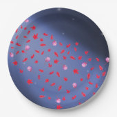 Herfstbladeren & Rozen Blauw papier Bord (Voorkant)