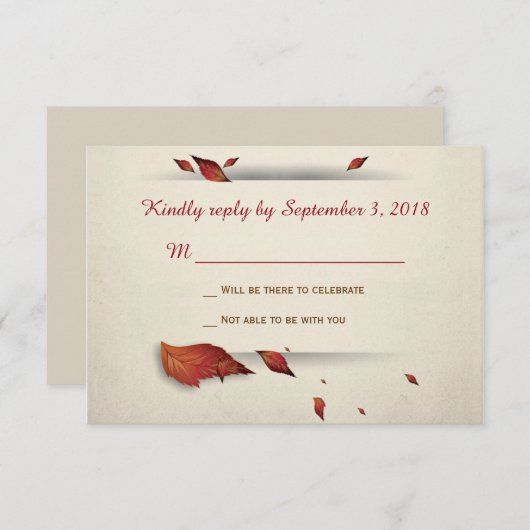 Herfstbladeren RSVP Kaartje (Voorkant / Achterkant)