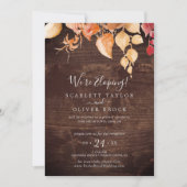 Herfstbladeren Rustic Bruine Hout Elopement Ontvan Kaart (Voorkant)