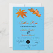 Herfstbladeren Rustieke Blauwe Herfst Bloemenbruil Kaart (Voorkant)