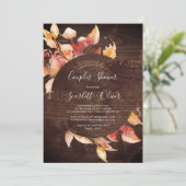 Herfstbladeren | Rustieke Bruine Houten Koppels Do Kaart (Staand voorkant)