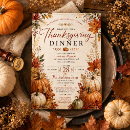 Herfstbladeren Rustieke Herfst Pompoenen Thanksgiv Kaart