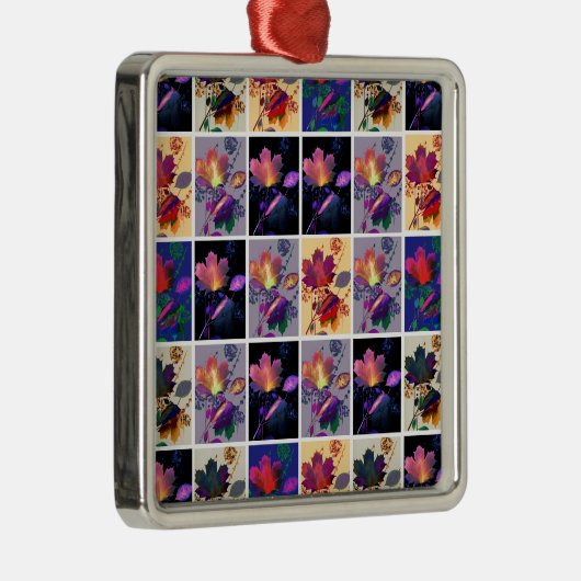 Herfstbladeren Rustieke Patchwork Dekbed Collage Metalen Ornament (Rechts)