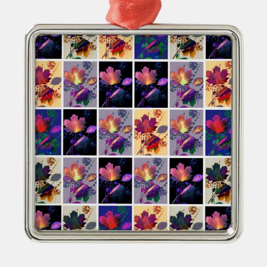 Herfstbladeren Rustieke Patchwork Dekbed Collage Metalen Ornament (Voorkant)