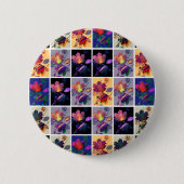 Herfstbladeren Rustieke Patchwork Dekbed Collage Ronde Button 5,7 Cm (Voorkant)