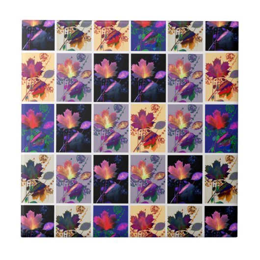 Herfstbladeren Rustieke Patchwork Quilt Collage Tegeltje (Voorkant)