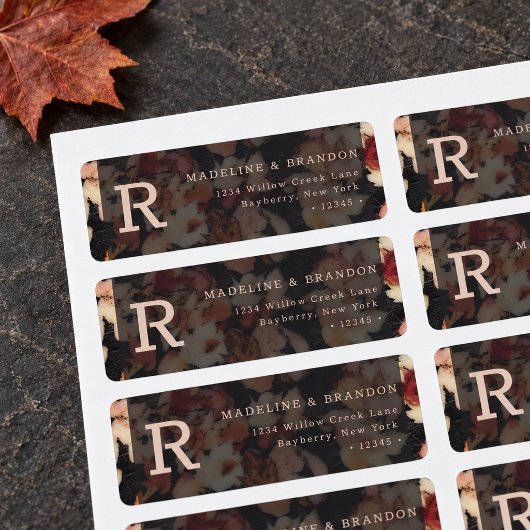 Herfstbladeren Rustieke Trouwmonogram Etiket