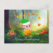 Herfstbladeren & Schattigee Elf Thanksgiving Brief Briefkaart (Voorkant)