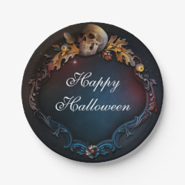 Herfstbladeren & Schedelval Halloweenfeest Papieren Bordje