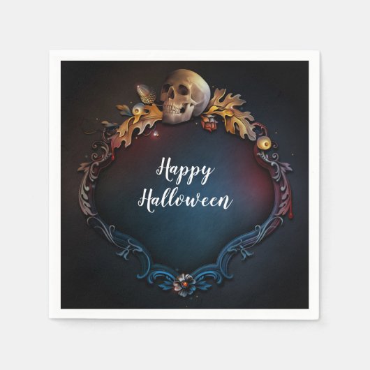 Herfstbladeren & Schedelval Halloweenfeest Servet (Voorkant)