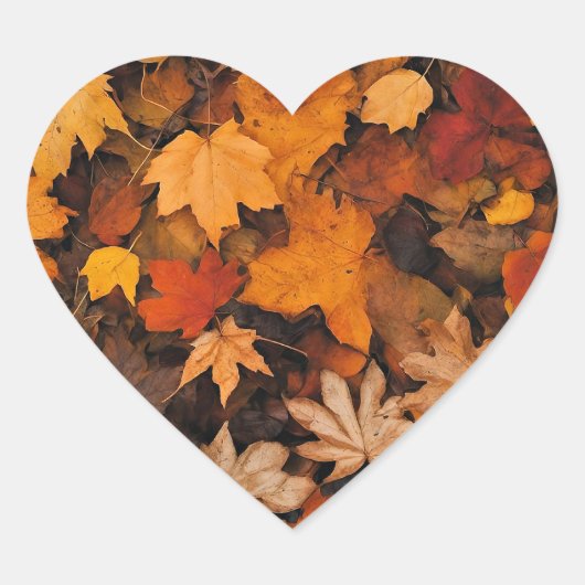 Herfstbladeren, schoonheid van natuur, AI, Hart Sticker (Voorkant)