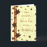 Herfstbladeren Schoonzoon Verjaardag Kaart<br><div class="desc">Verjaardagskaart voor schoonzoon met een herfstverjaardag met herfstbladerenontwerp en doordachte verzen.</div>