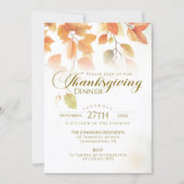 Herfstbladeren Script Landelijke Thanksgiving-dine Kaart (Voorkant)